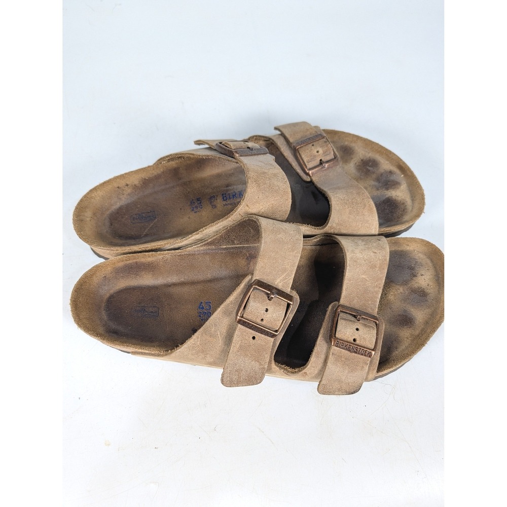 Birkenstock Arizona Tobacco Brown Oiled Leather Sandals Mens 45 L12 M12 - Picture 3 of 5